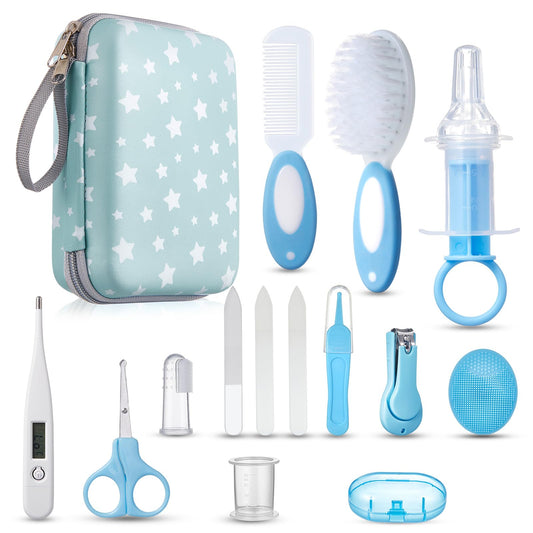 Baby Grooming and Health Kit Lictin Safety Care Set Newborn Nursery Health Care Set with Hair BrushCombNail Clippers and More for Newborn Infant Toddlers Baby Girls Boys Blue Star