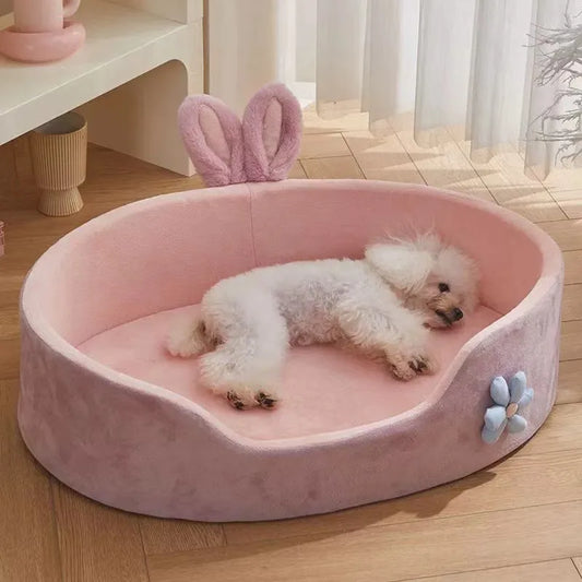 Plush puppy bed