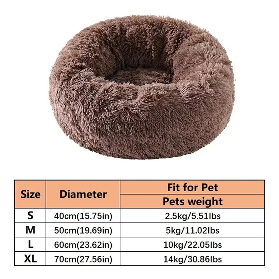 Calming Plush Donut Pet Bed – Ultra Soft Washable Round Bed for Dogs & Cats