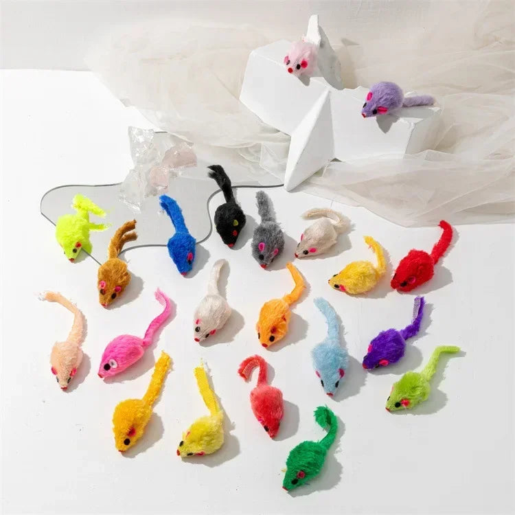 5-Pack Interactive Catnip Mouse Toys β Plush Rattle Toys for Indoor Cats