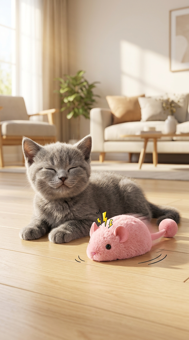 Interactive Plush Mouse Cat Toy – Soft Chew Toy with Luminous Tail for Indoor Cats