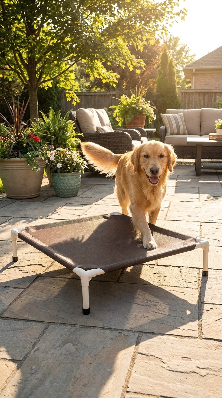 Elevated Cooling Pet Bed – Portable Raised Dog & Cat Bed with Washable Fabric