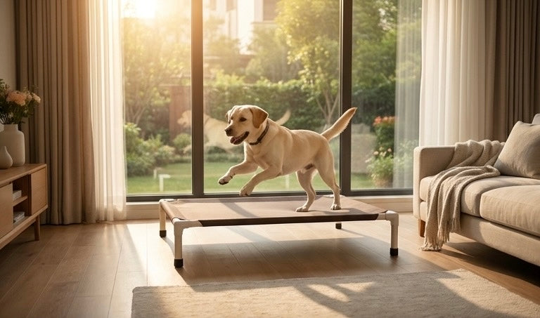 Elevated Cooling Pet Bed – Portable Raised Dog & Cat Bed with Washable Fabric