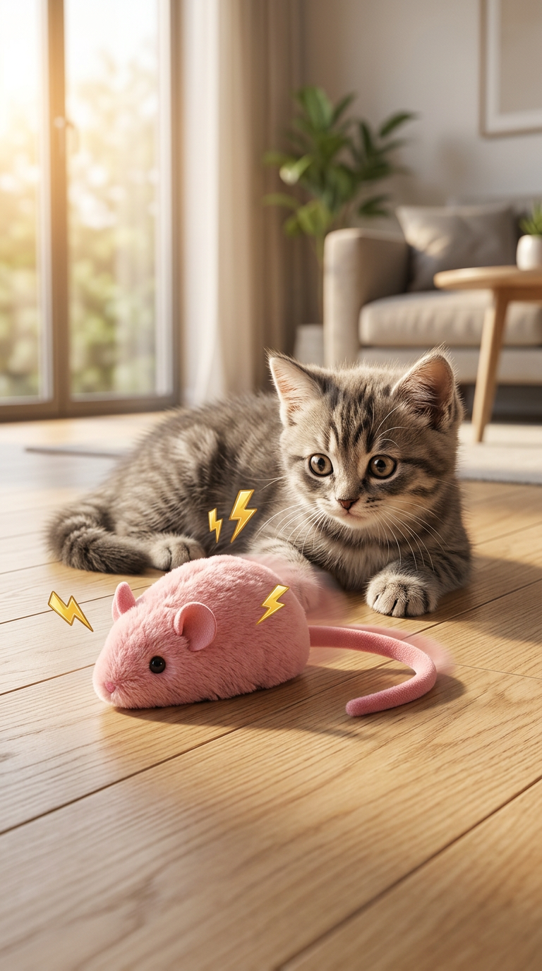 Interactive Plush Mouse Cat Toy – Soft Chew Toy with Luminous Tail for Indoor Cats