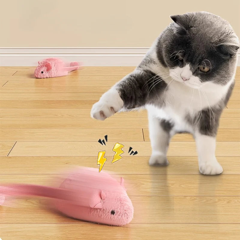 Interactive Plush Mouse Cat Toy – Soft Chew Toy with Luminous Tail for Indoor Cats