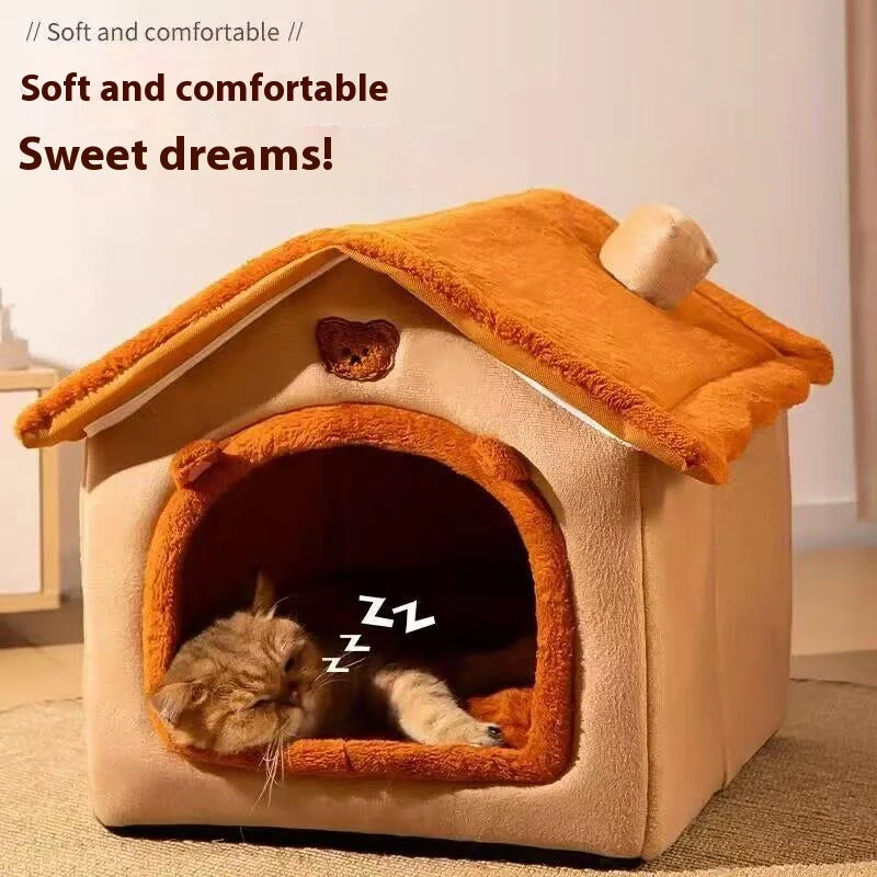 ZiloPets Cozy Pet House Bed – Warm Washable Dog & Cat Cave Bed for Small Pets
