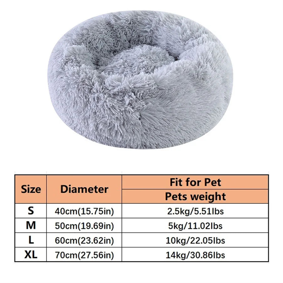 Calming Plush Donut Pet Bed – Ultra Soft Washable Round Bed for Dogs & Cats
