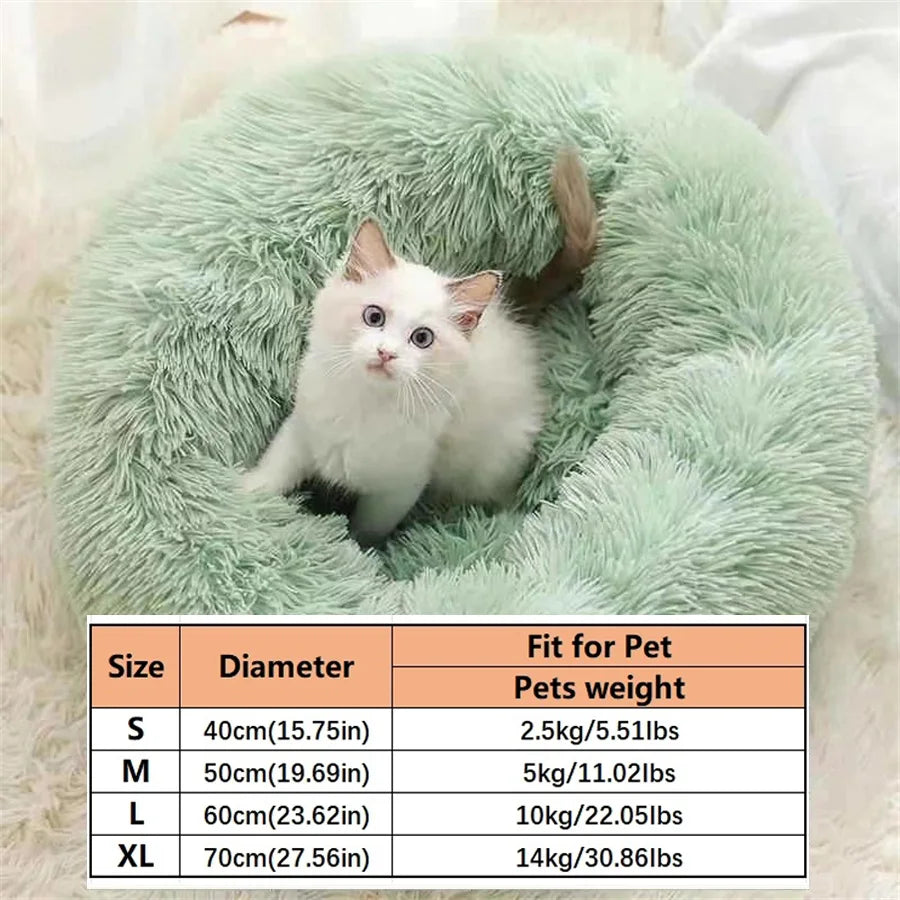 Calming Plush Donut Pet Bed – Ultra Soft Washable Round Bed for Dogs & Cats