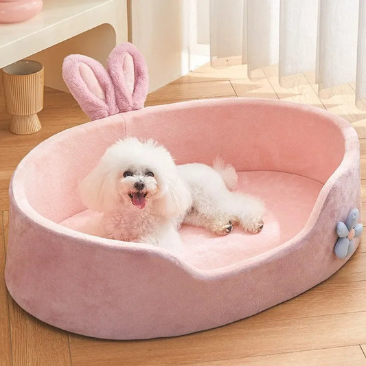 Plush puppy bed