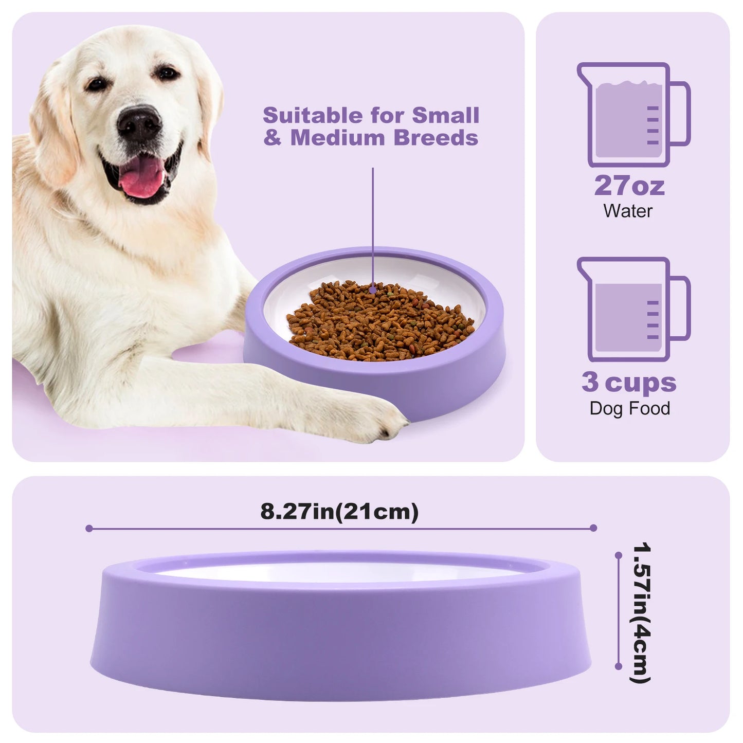 ZILO Slow Feeder Dog Bowl – Anti-Slip Puzzle Feeding Bowl for Healthy Slow Eating, Fun Interactive Pet Bowl for Small & Medium Dogs