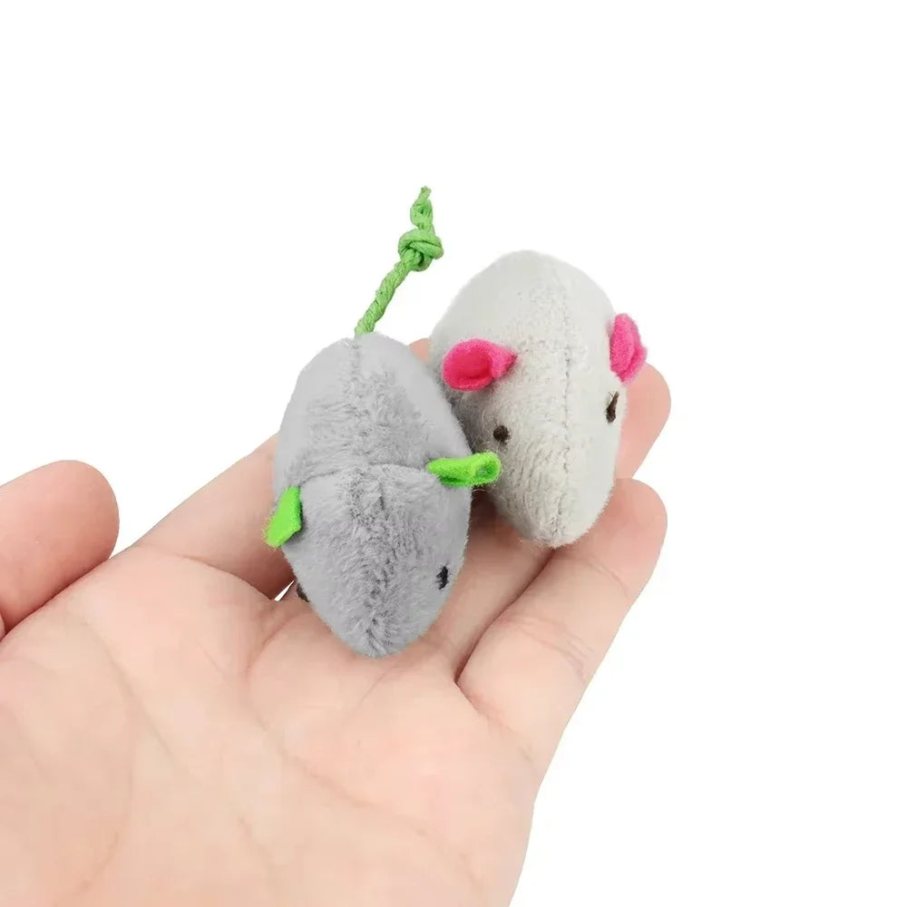 5-Pack Interactive Catnip Mouse Toys – Plush Rattle Toys for Indoor Cats