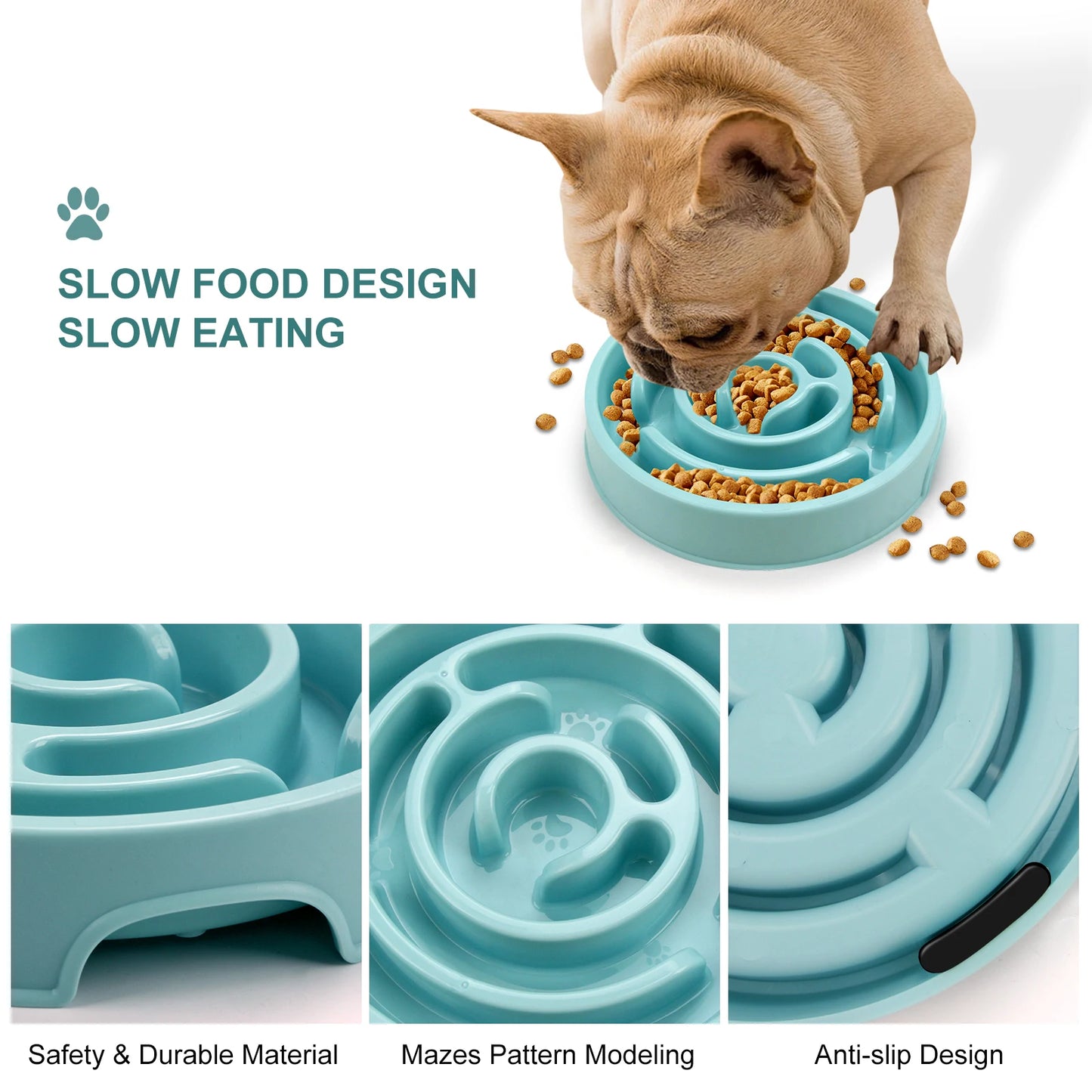 ZILO Slow Feeder Dog Bowl – Anti-Slip Puzzle Feeding Bowl for Healthy Slow Eating, Fun Interactive Pet Bowl for Small & Medium Dogs