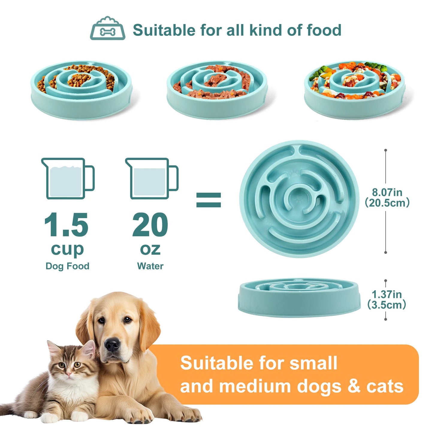 ZILO Slow Feeder Dog Bowl – Anti-Slip Puzzle Feeding Bowl for Healthy Slow Eating, Fun Interactive Pet Bowl for Small & Medium Dogs