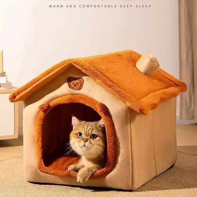 ZiloPets Cozy Pet House Bed – Warm Washable Dog & Cat Cave Bed for Small Pets