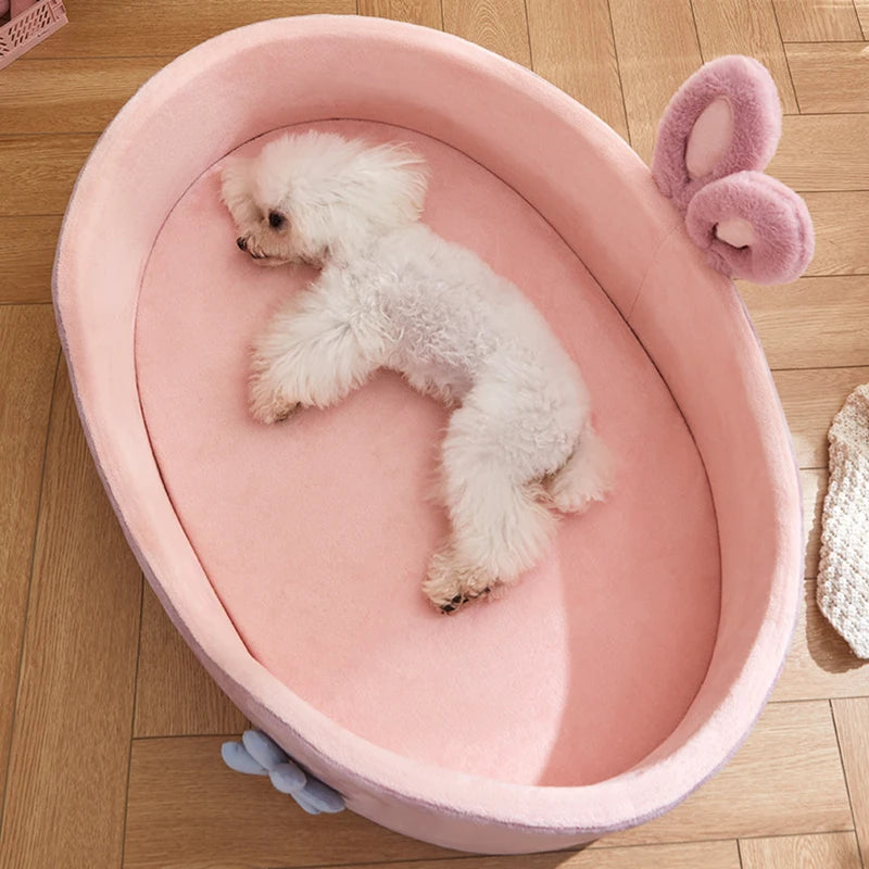 Plush puppy bed