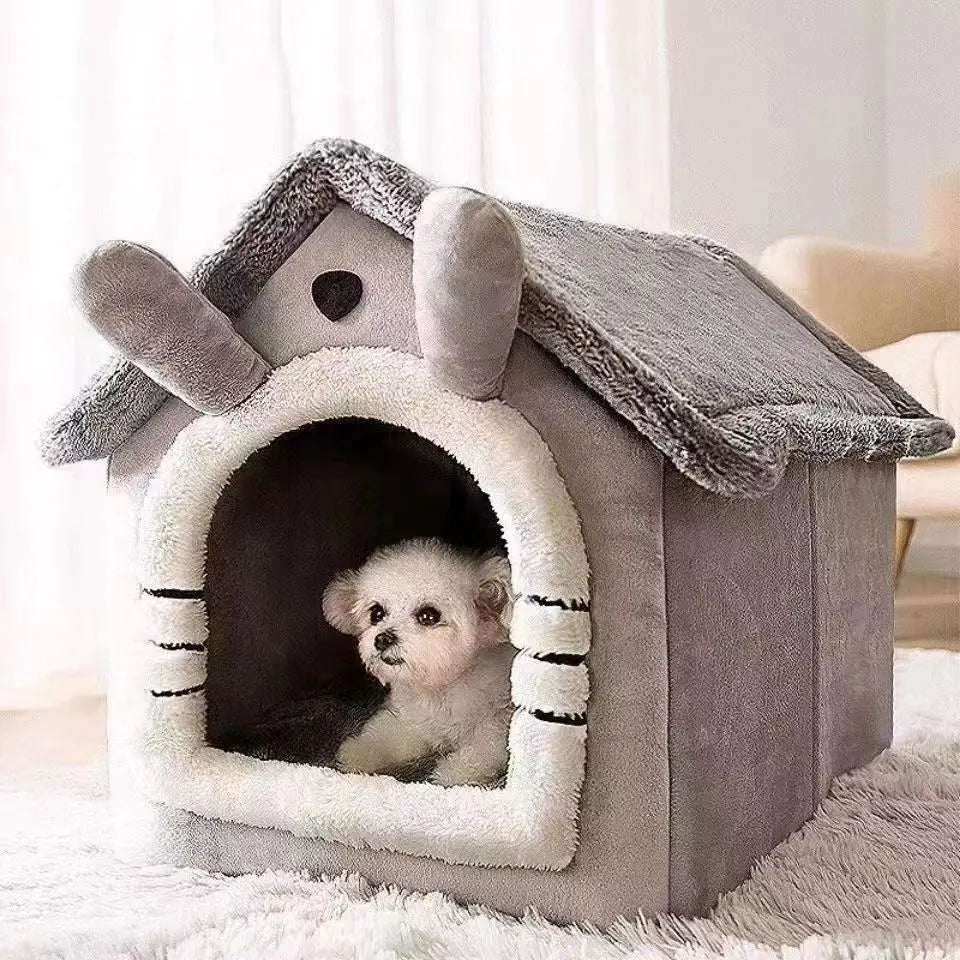 ZiloPets Cozy Pet House Bed – Warm Washable Dog & Cat Cave Bed for Small Pets