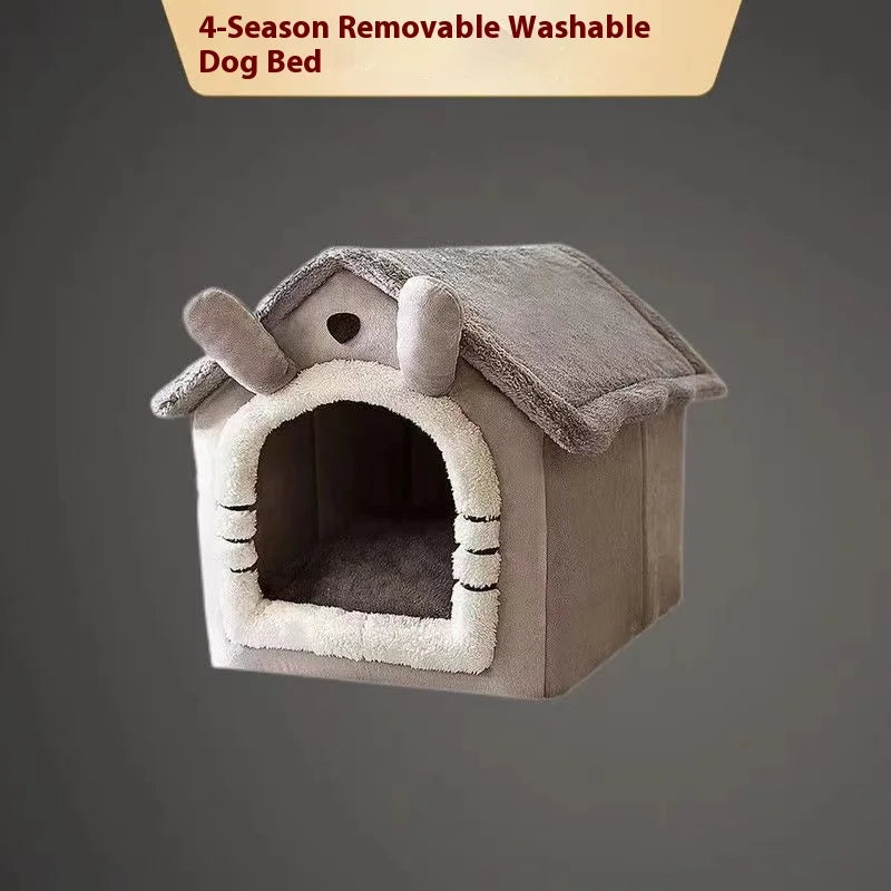 ZiloPets Cozy Pet House Bed – Warm Washable Dog & Cat Cave Bed for Small Pets