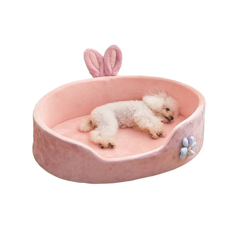 Plush puppy bed