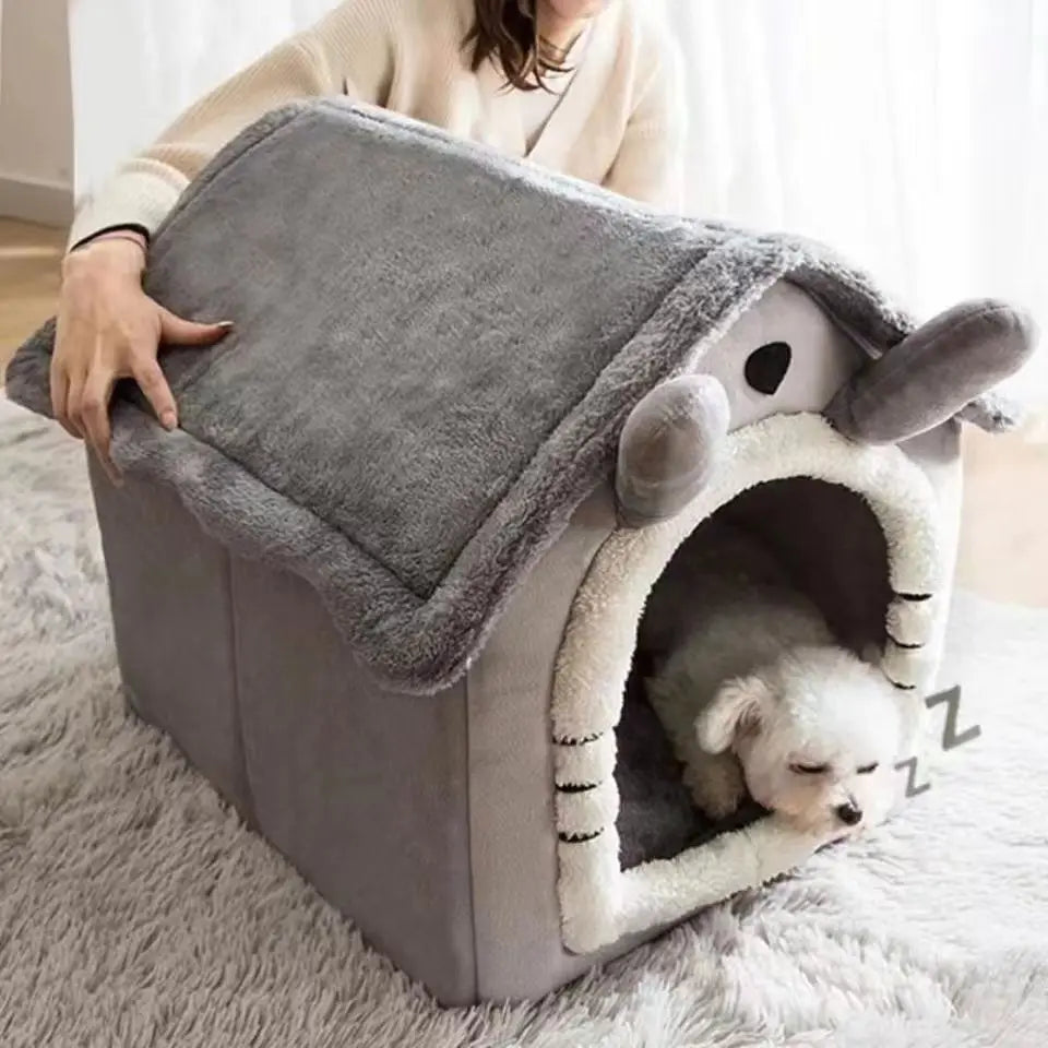 ZiloPets Cozy Pet House Bed – Warm Washable Dog & Cat Cave Bed for Small Pets