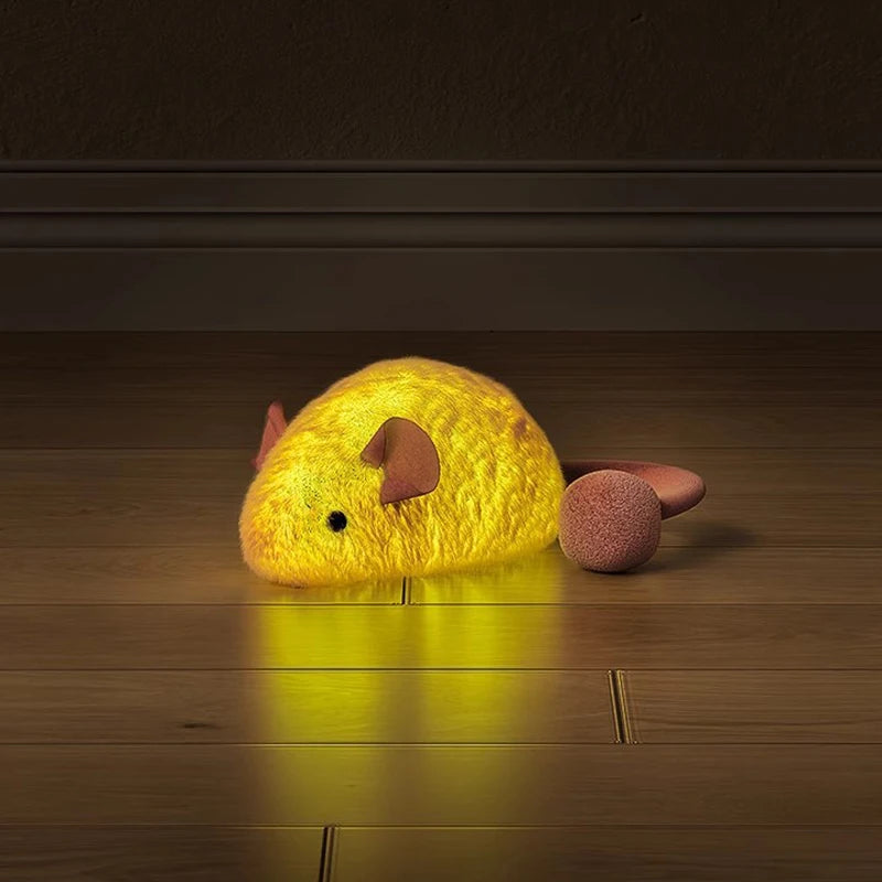 Interactive Plush Mouse Cat Toy – Soft Chew Toy with Luminous Tail for Indoor Cats