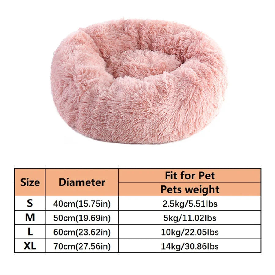 Calming Plush Donut Pet Bed – Ultra Soft Washable Round Bed for Dogs & Cats