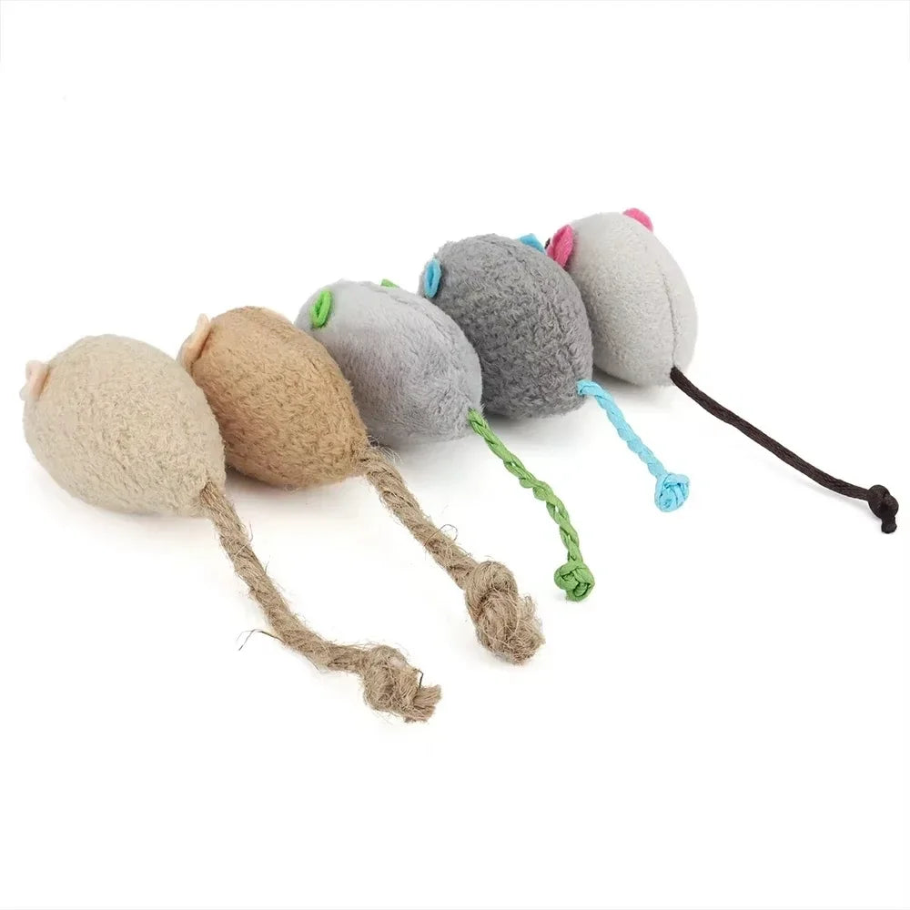 5-Pack Interactive Catnip Mouse Toys – Plush Rattle Toys for Indoor Cats