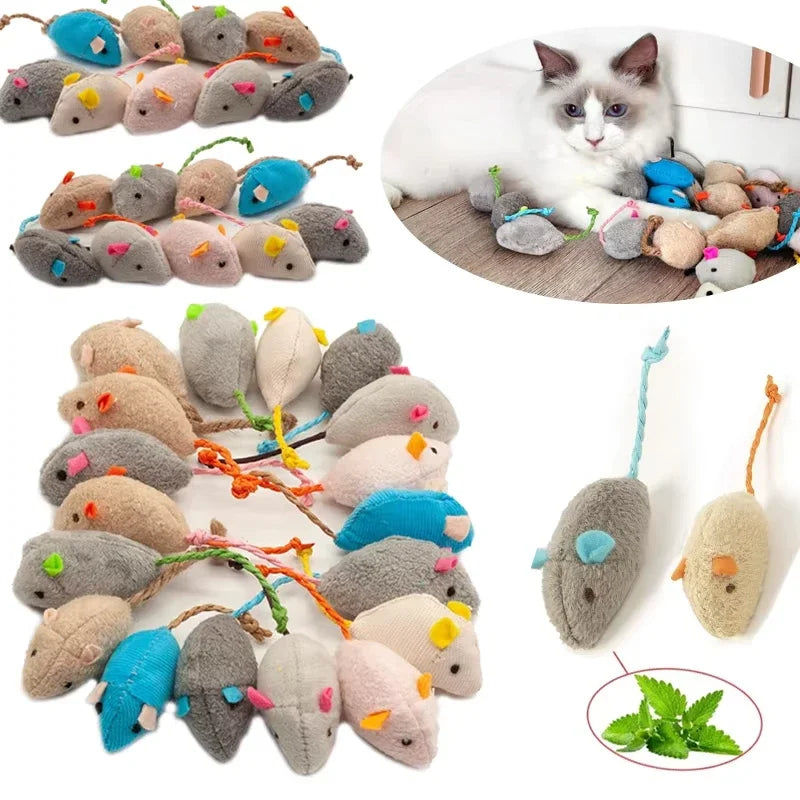 5-Pack Interactive Catnip Mouse Toys – Plush Rattle Toys for Indoor Cats