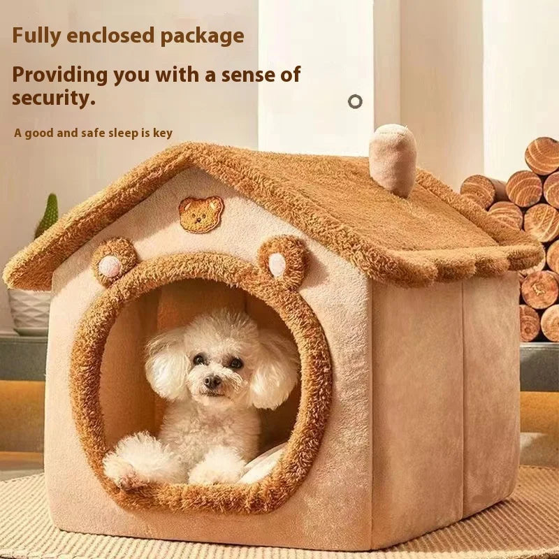ZiloPets Cozy Pet House Bed – Warm Washable Dog & Cat Cave Bed for Small Pets