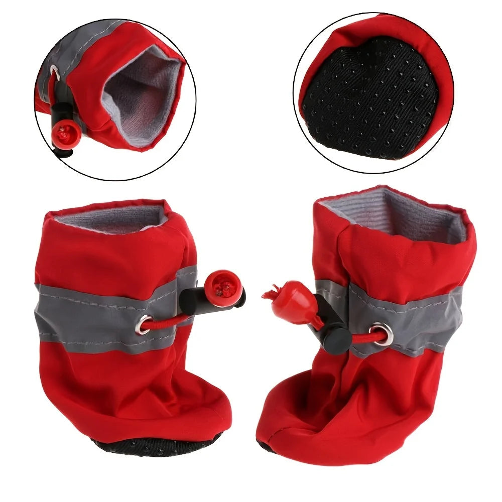 ZILO Waterproof Dog Rain Boots – Anti-Slip Paw Protectors for Small Dogs, 4PCS Pet Shoes for Rain, Snow & Outdoor Walking