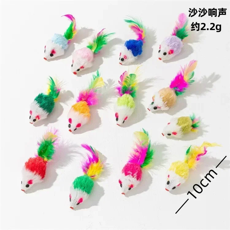 5-Pack Interactive Catnip Mouse Toys – Plush Rattle Toys for Indoor Cats