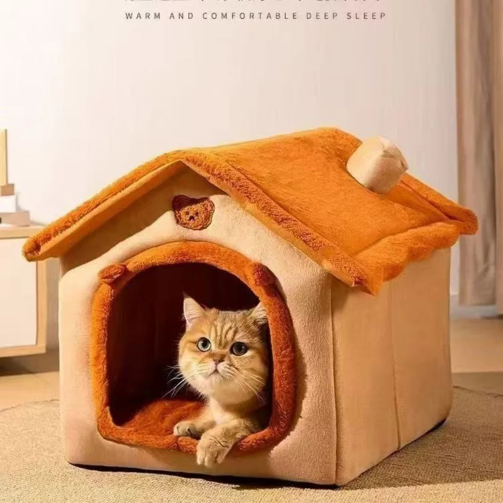 ZiloPets Cozy Pet House Bed – Warm Washable Dog & Cat Cave Bed for Small Pets