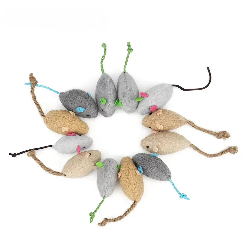 5-Pack Interactive Catnip Mouse Toys – Plush Rattle Toys for Indoor Cats