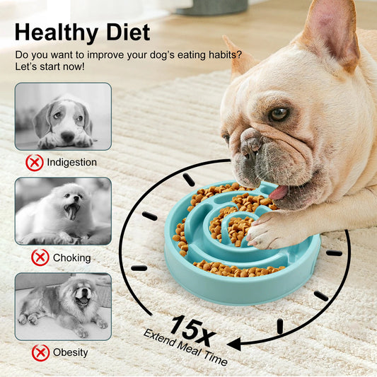 ZILO Slow Feeder Dog Bowl – Anti-Slip Puzzle Feeding Bowl for Healthy Slow Eating, Fun Interactive Pet Bowl for Small & Medium Dogs
