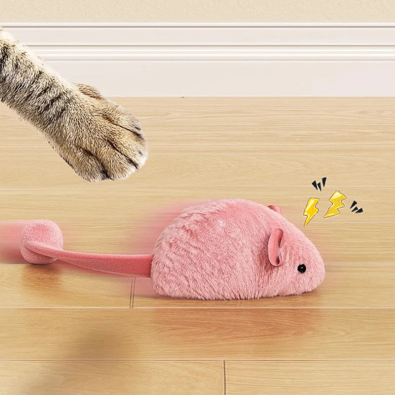 Interactive Plush Mouse Cat Toy – Soft Chew Toy with Luminous Tail for Indoor Cats