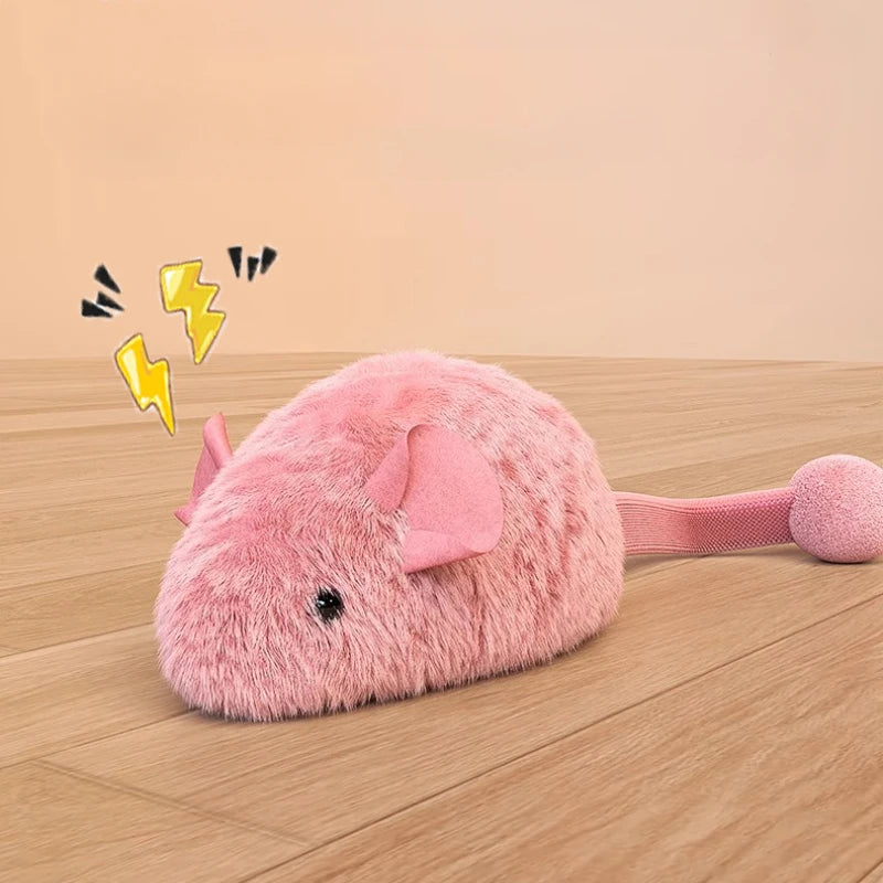 Interactive Plush Mouse Cat Toy – Soft Chew Toy with Luminous Tail for Indoor Cats