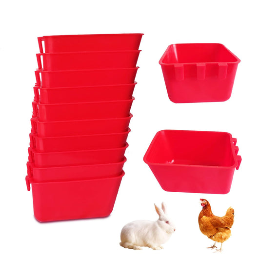 AMZSYLV Pack of 10 Cage Cups Birds Feeders Seed Bowl Chicken Feeding Watering Dish Rabbit Water Food Hanging Wire Cages Box 8 oz Coop Cups for Pet Parrot Parakeet Game Fowl Poultry Pigeon