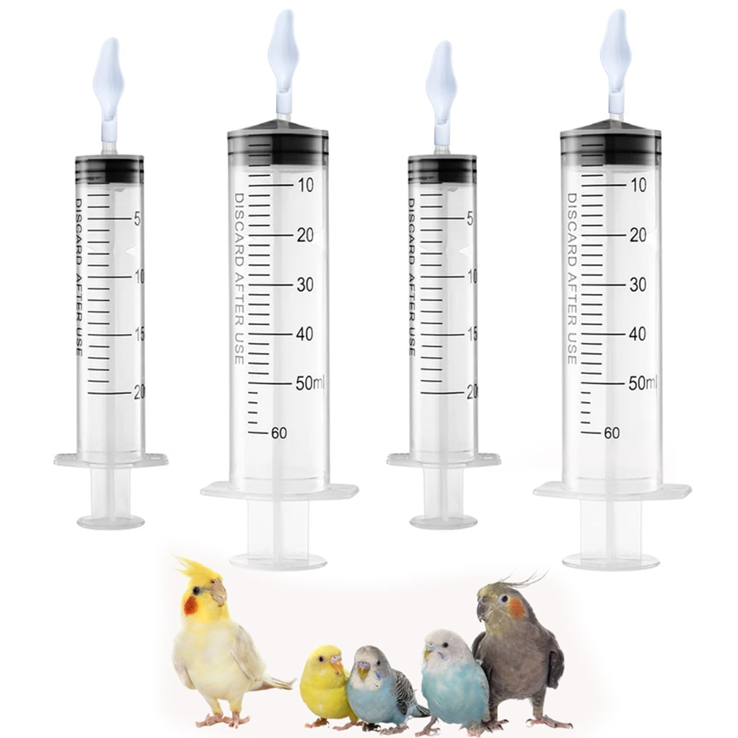 Small Pet Baby Bird Feeding Syringe with 2pcs 60ml Syringes + 2pcs 20ml Syringes + 4pcs Soft Feeding Spoons Parrot Chick Pet Feeding Tool Pet Manual Syringe
