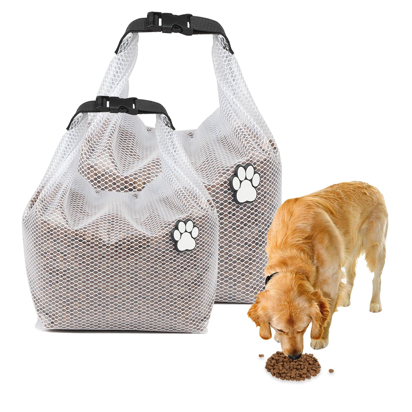 Lolytama Dog Food Travel Bag 2pakcPet Travel Food Storage Container Leakproof Pet SafeFoldable for Maximum Freshness for RV Road Trips Camping Longterm Dog Boarding Gear Accessories/white